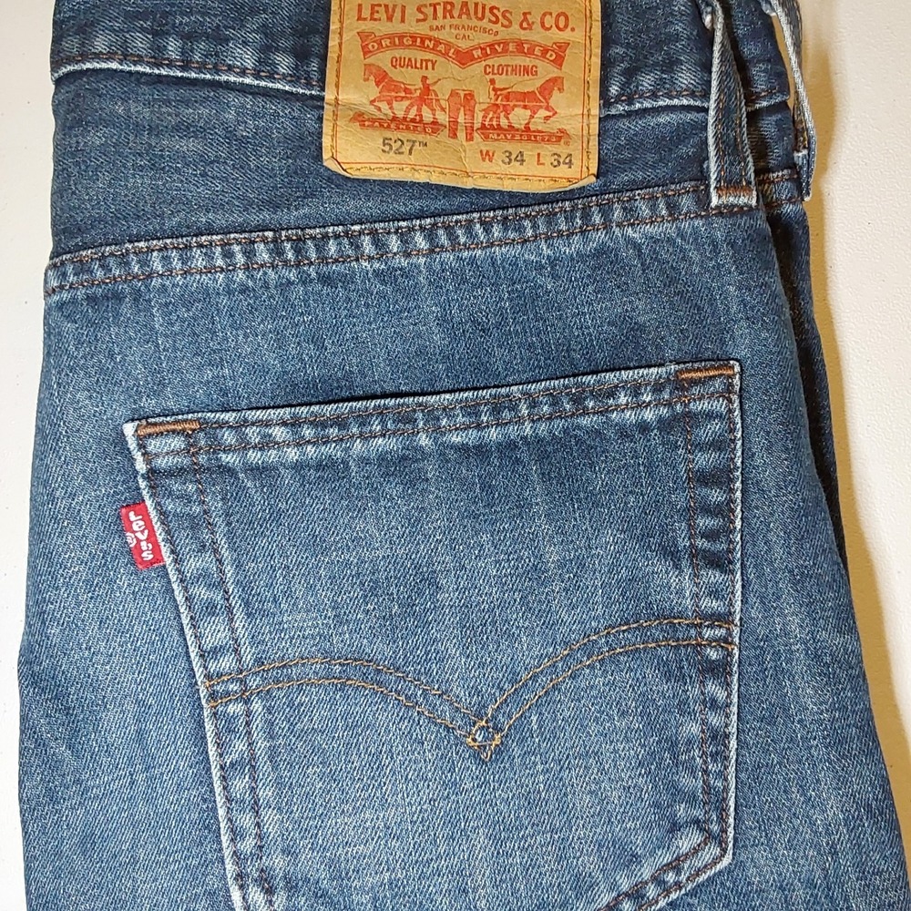 Levis 527 Denim‎ Jeans Mens 34x34 (34x32) Low Rise Boot Cut Western Workwear